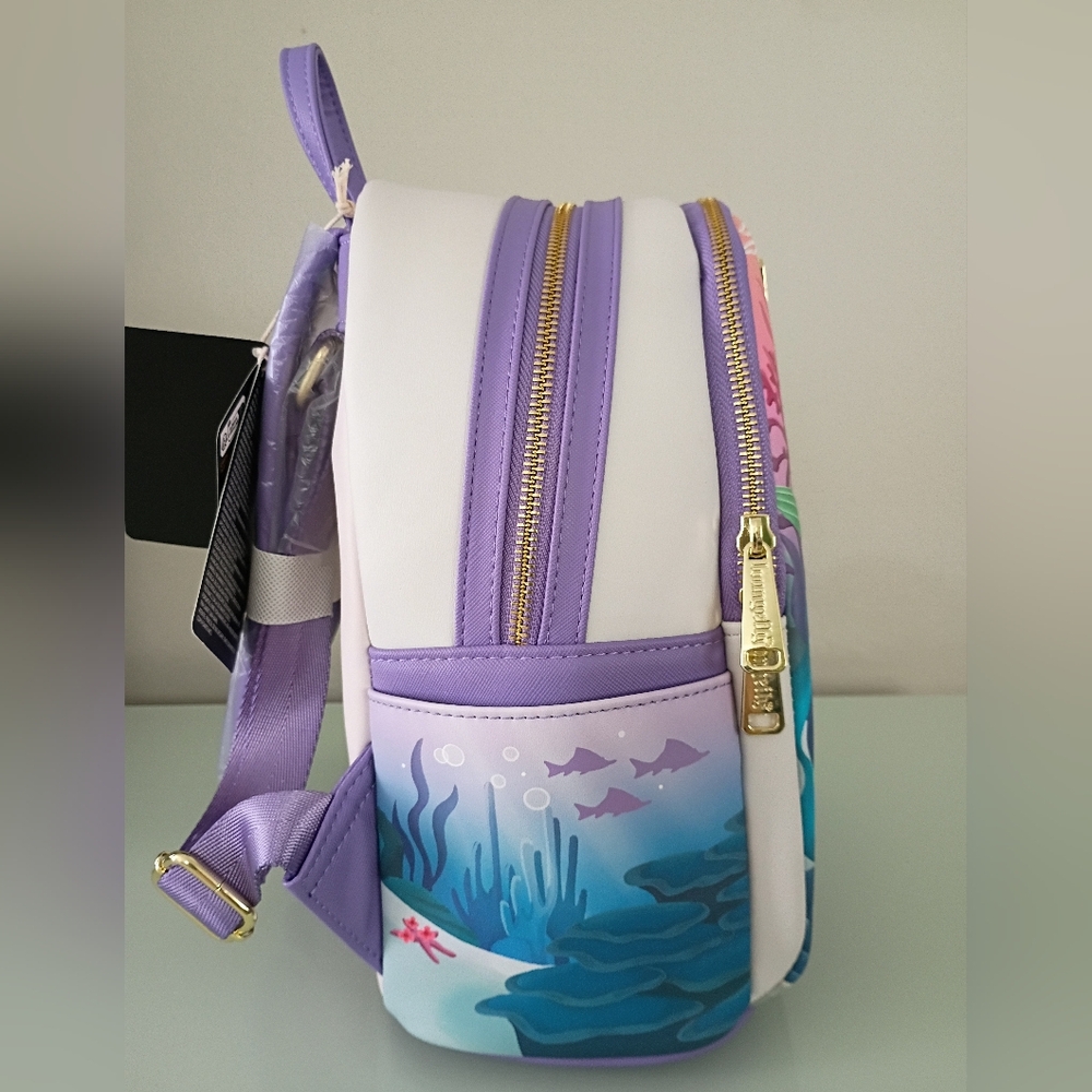 Loungefly Disney The Little Mermaid Ariel & Flounder Mini Backpack Exclusive - Picture 2 of 4